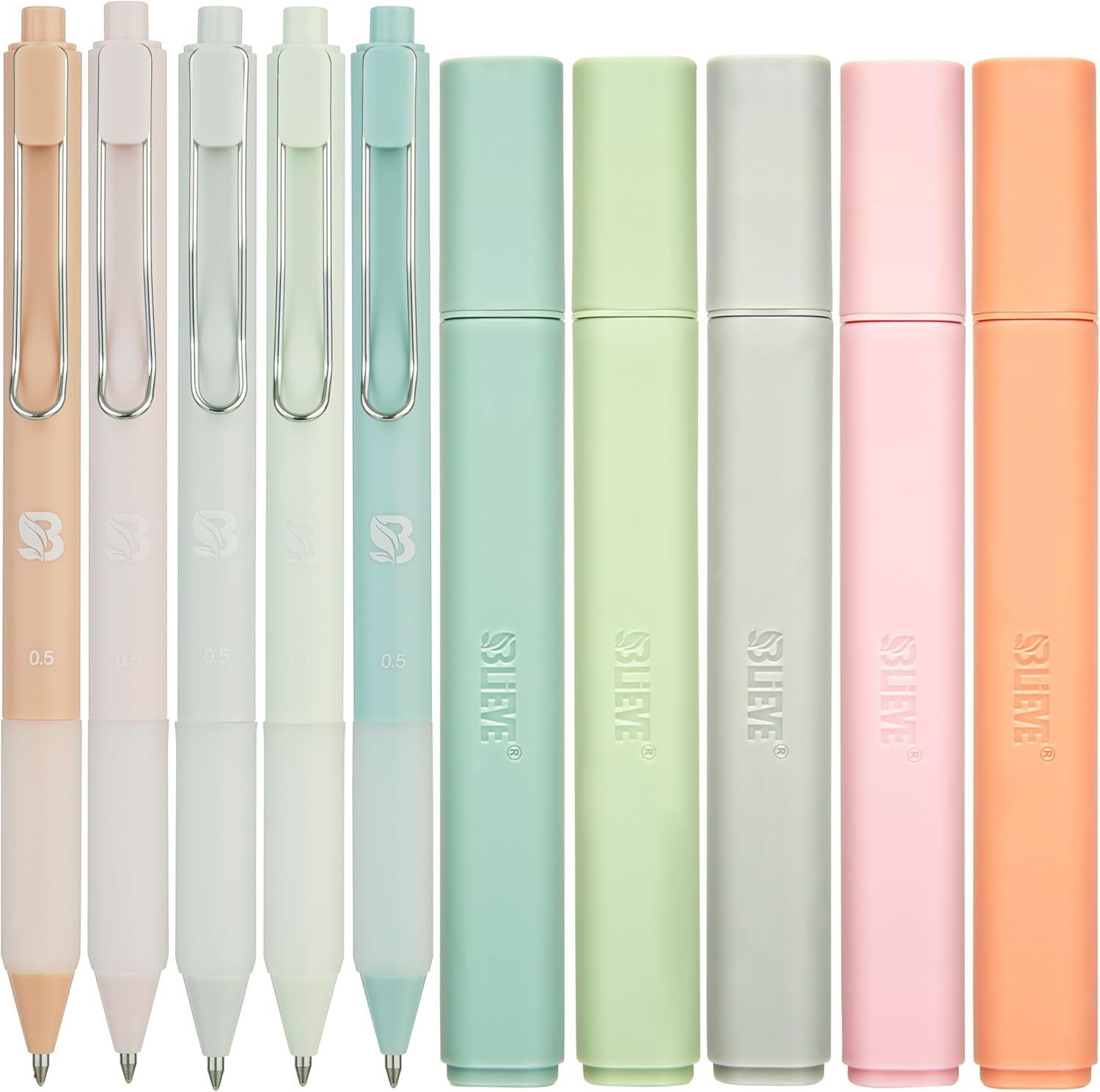 BLIEVE – Aesthetic Highlighters and Gel Pens With Soft Ink and Chisel Tip, Bible Highlighters and Pens No Bleed, Dry Fast Easy to Hold, for Bible Journaling Planner School Supplies (PASTEL)