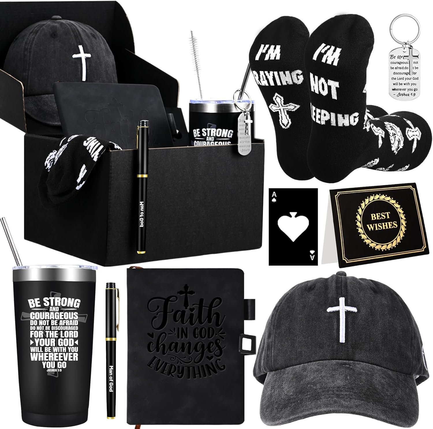 VAIPI Christian Gifts for Men, Inspirational Religious Gifts Set for Dad Husband Grandpa Male Friends, Spiritual Catholic Gift Basket for Fathers Day Birthday Christmas Pastor Appreciation