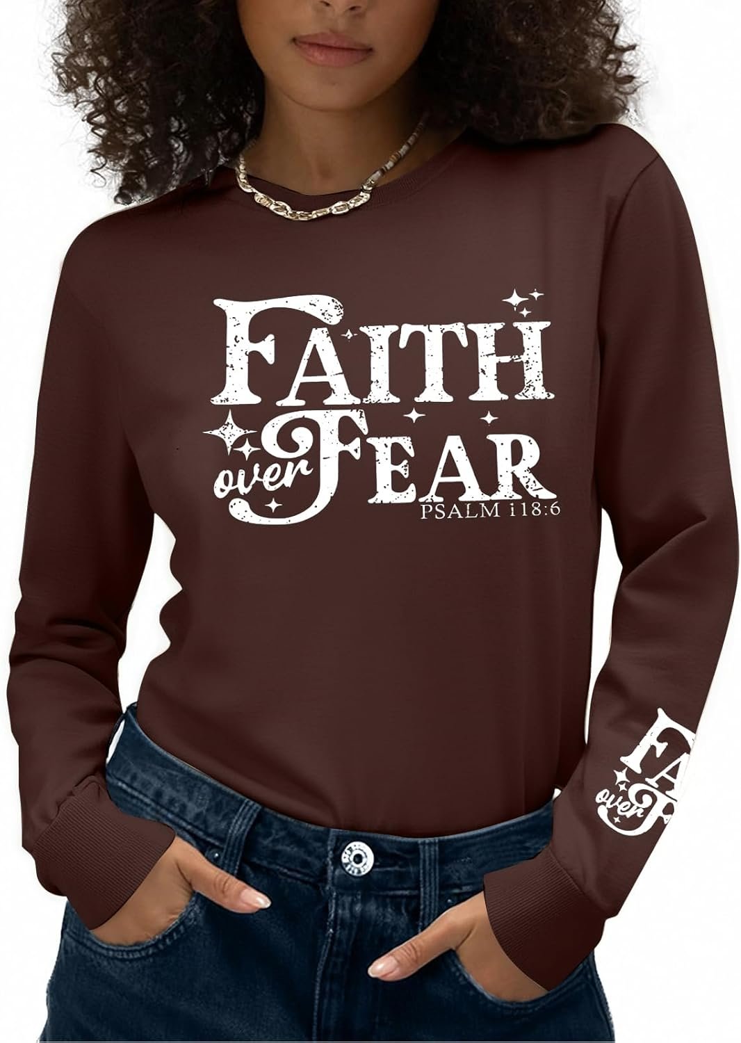 Christian Long Sleeve Shirts for Women Christian Graphic Tees Religious Sayings Inspirational Tee Tops
