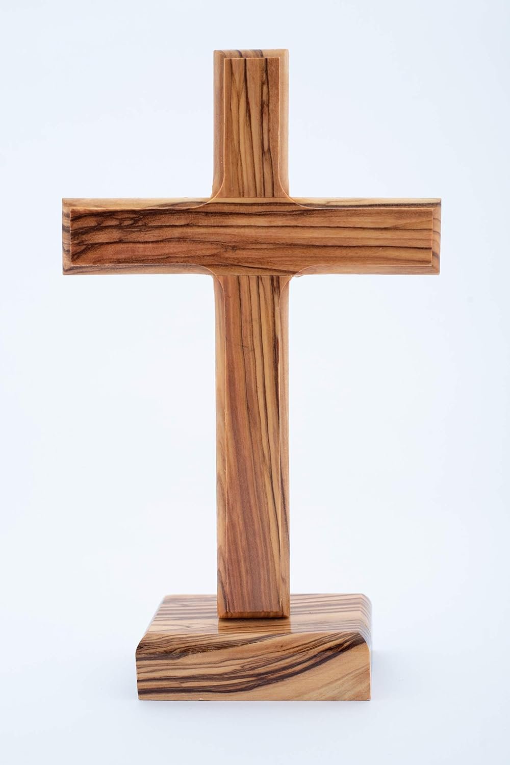 Olive Wood Gifts Shop Hand Made Free Standing/Wall Hanging Olive Wood Plain Cross (6.3 Inch), Wooden Table Cross, Wood Standing Plain Cross, Table Altar Wood Cross Standing From The Holy Land