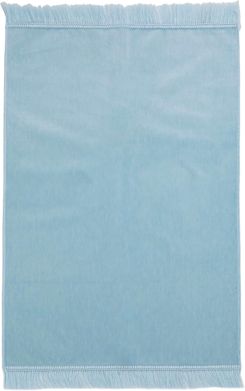 Modefa Turkish Islamic Velvet Janamaz Prayer Rug – Prayer Mat Carpet for Men and Women – Traditional Muslim Sajadah – Ramadan or Eid Gift – Solid Simple (Baby Blue)