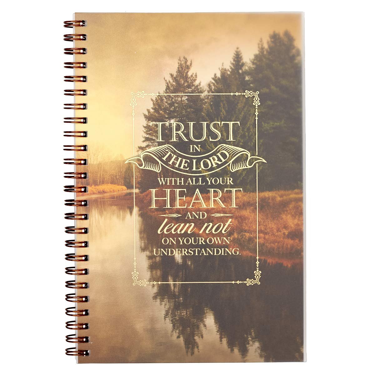 Christian Art Gifts Spiral Notebook, Trust in the Lord – Proverbs 3:5 Bible Verse, Prayer Journal, Flexible Cover, Lined Paper for Writing, 128 Pages w/Scripture, 8.5″ x 5.9″ x 0.6″