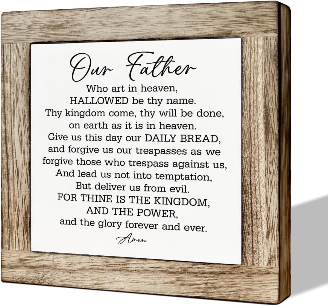 Christian Decor Art, Farmhouse Wooden Table Sign, Bible Verse Scripture Decor, Prayer Decorations, Christian Home Decors, Church Room Decors, Religion Gift, Our Father Who Art In Heaven Sign