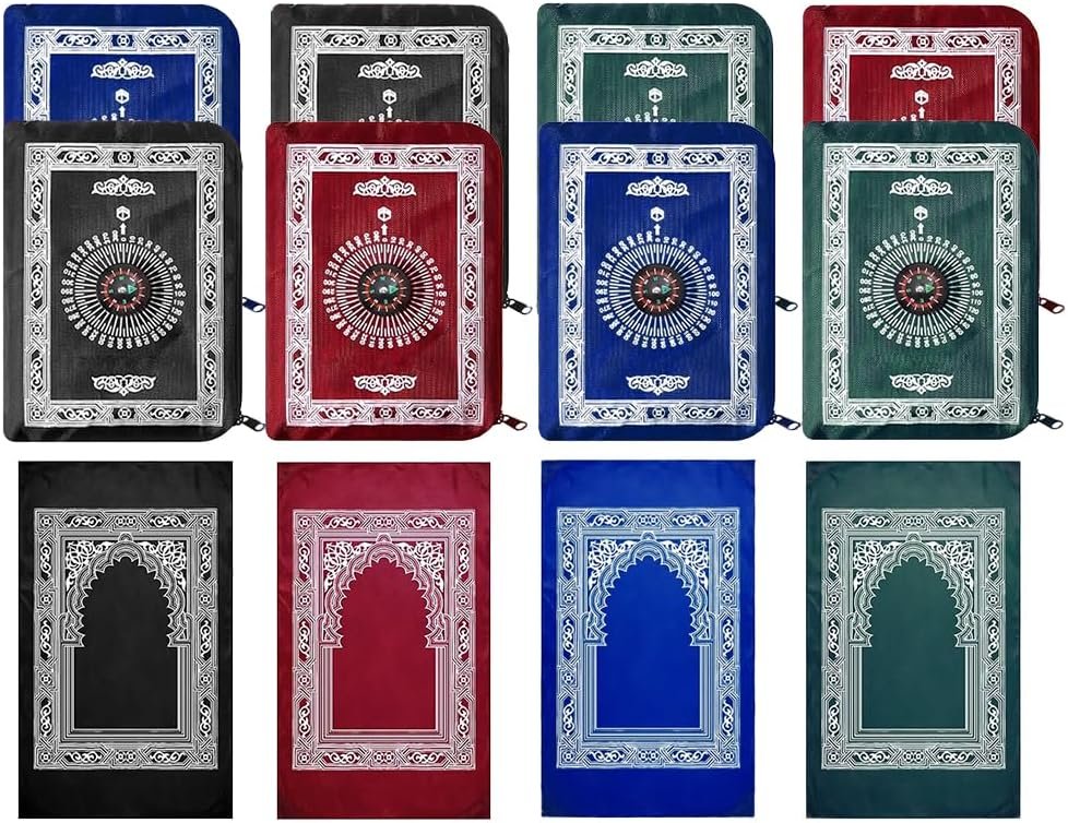 Travel Prayer Mat, 8PCS 60cm*100cm Portable Prayer-Mat, Waterproof Rug, Prayer Rug, Muslim Travel Prayer Mats, for Ramadan Gifts, Muslim Prayer (Green, Blue, Red, Black)