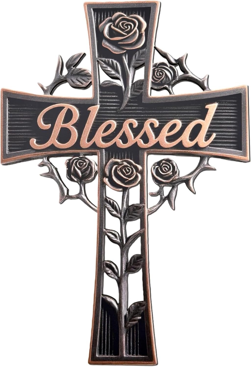 Goodangie00 Large Hollow Out Wooden Cross Wall Decor – 14.2″ Laser Cut Christian Blessed Wall Art Decor, Hanging Decoration for Garden Home Living Room Church, Entryway, Prayer Room Easter Gift