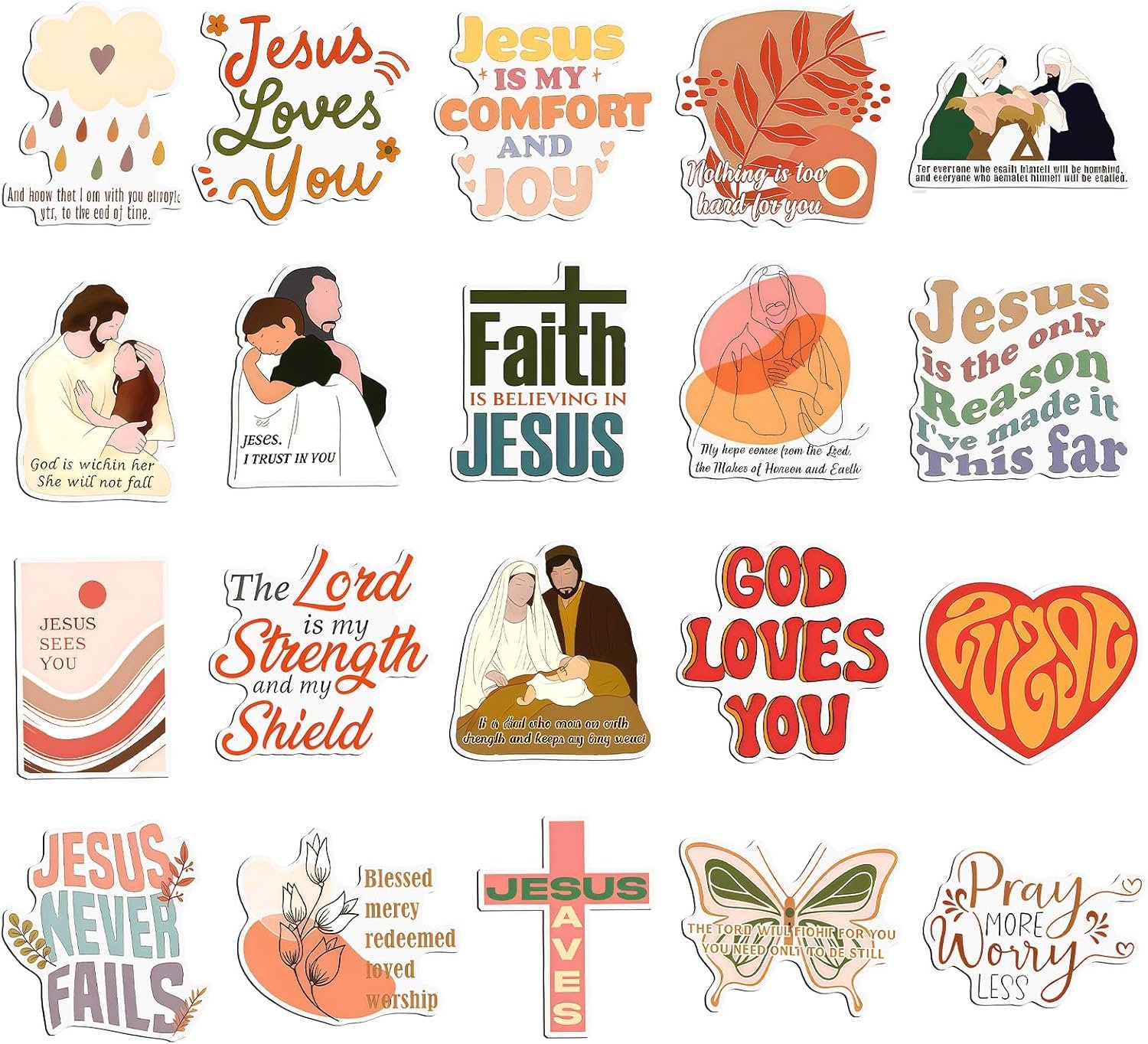 Xuhal 20 Pcs Christian Bible Verse Magnet Sticker Religious Aesthetic Inspirational Magnets for Easter Basket Stuffer Boho Faith Based Religious Refrigerator Magnets for Home Kitchen Office