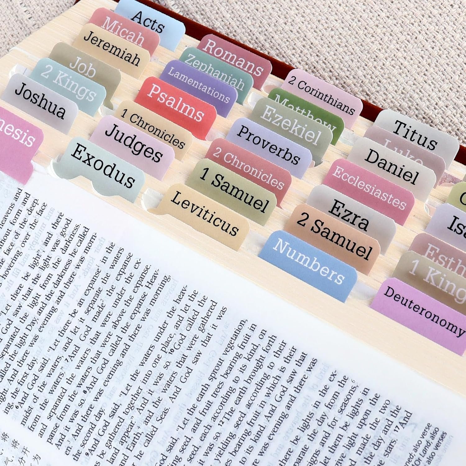 Bible Tabs for Women, 90Pcs Study Bible Supplies Large Print Bookmarks Index Tabs Guide Kit, Baptism Christian Gifts for Men, Pastel Color