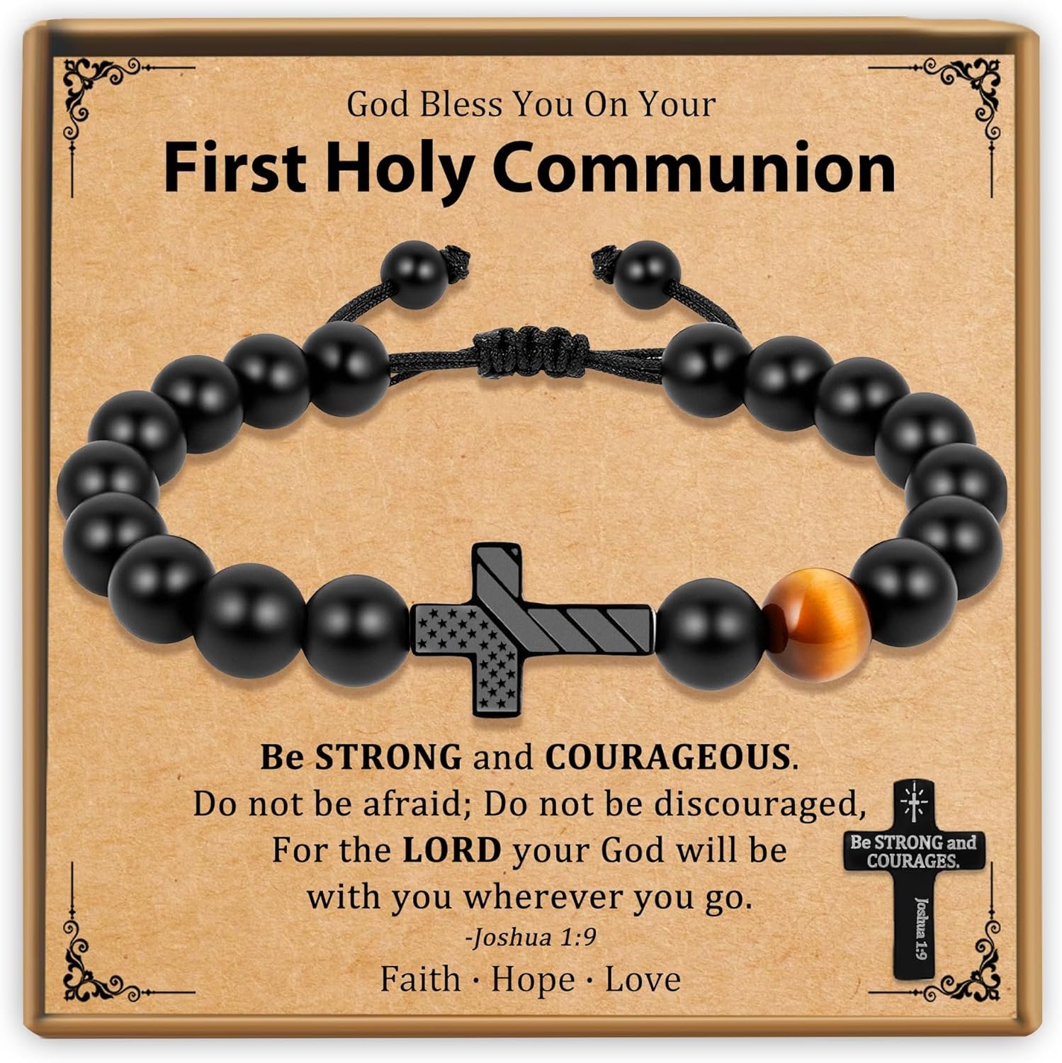 Trinckle Cross Bracelet for Boy, Baseball Bracelets for Men Christian Graduation Jewelry, First Communion Gifts for Boy Meaningful Catholic Gifts Joshua 1 9 Religious Accessories Birthday Gift for Son