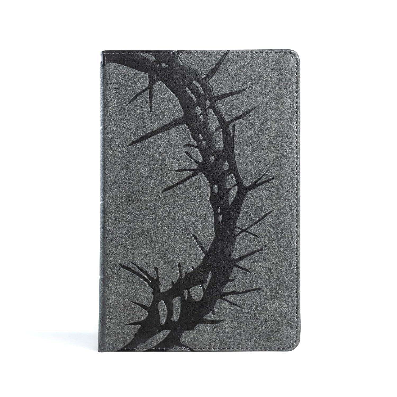 CSB Large Print Personal Size Reference Bible, Charcoal LeatherTouch Crown of Thorns, Red Letter, Presentation Page, Cross-References, Full-Color Maps, Easy-to-Read Bible Serif Type