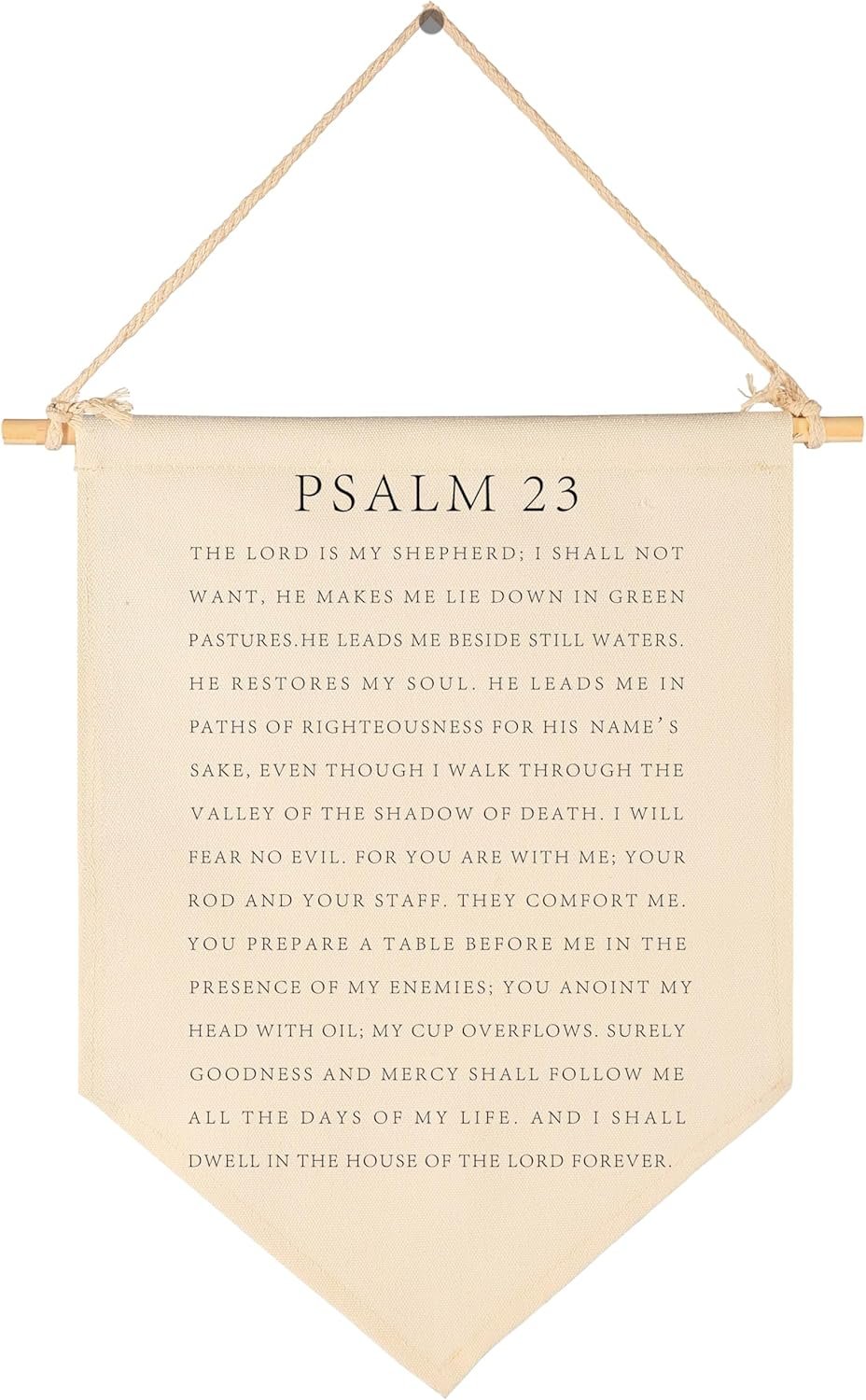 Bible Verse Hanging Flag Decor-Living Room Bedroom Sign-Christian Farmhouse Decor- Psalm 23-Housewarming Gift-Scripture Banner Pennant Gift