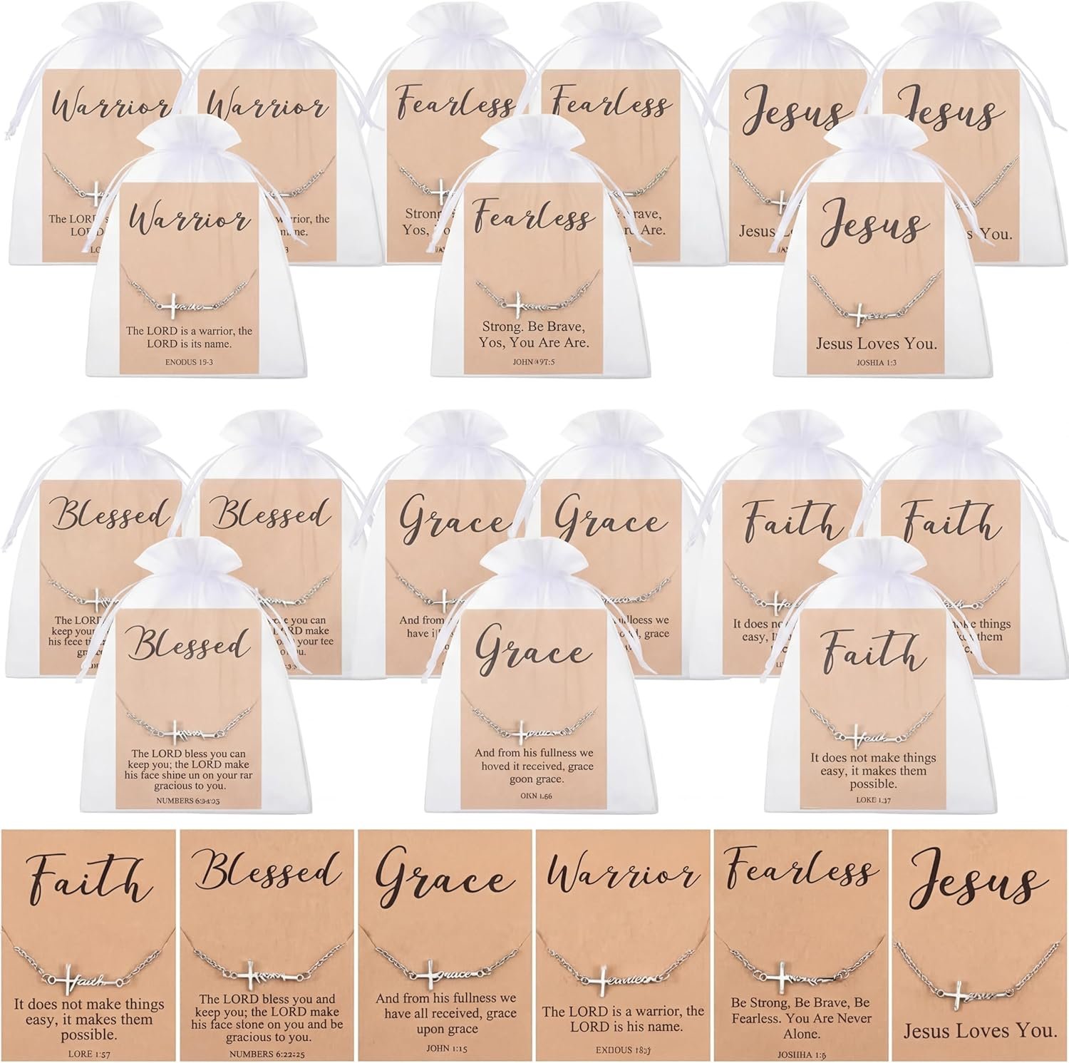Quelay Faith Cross Bracelet Bulk Christian Gifts for Women Bracelet,Organza Bag,Bible Verse Card for Mother’s Day Church