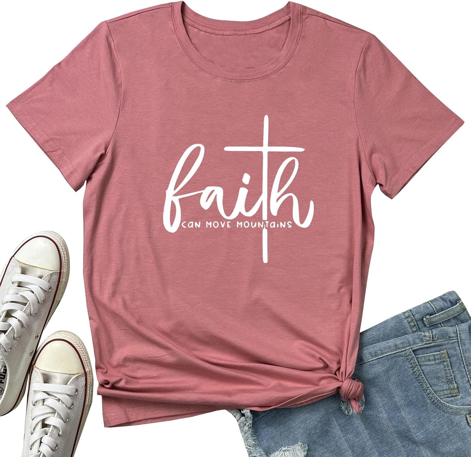 BLACKMYTH Women Faith Cute Tees Graphic T Shirts