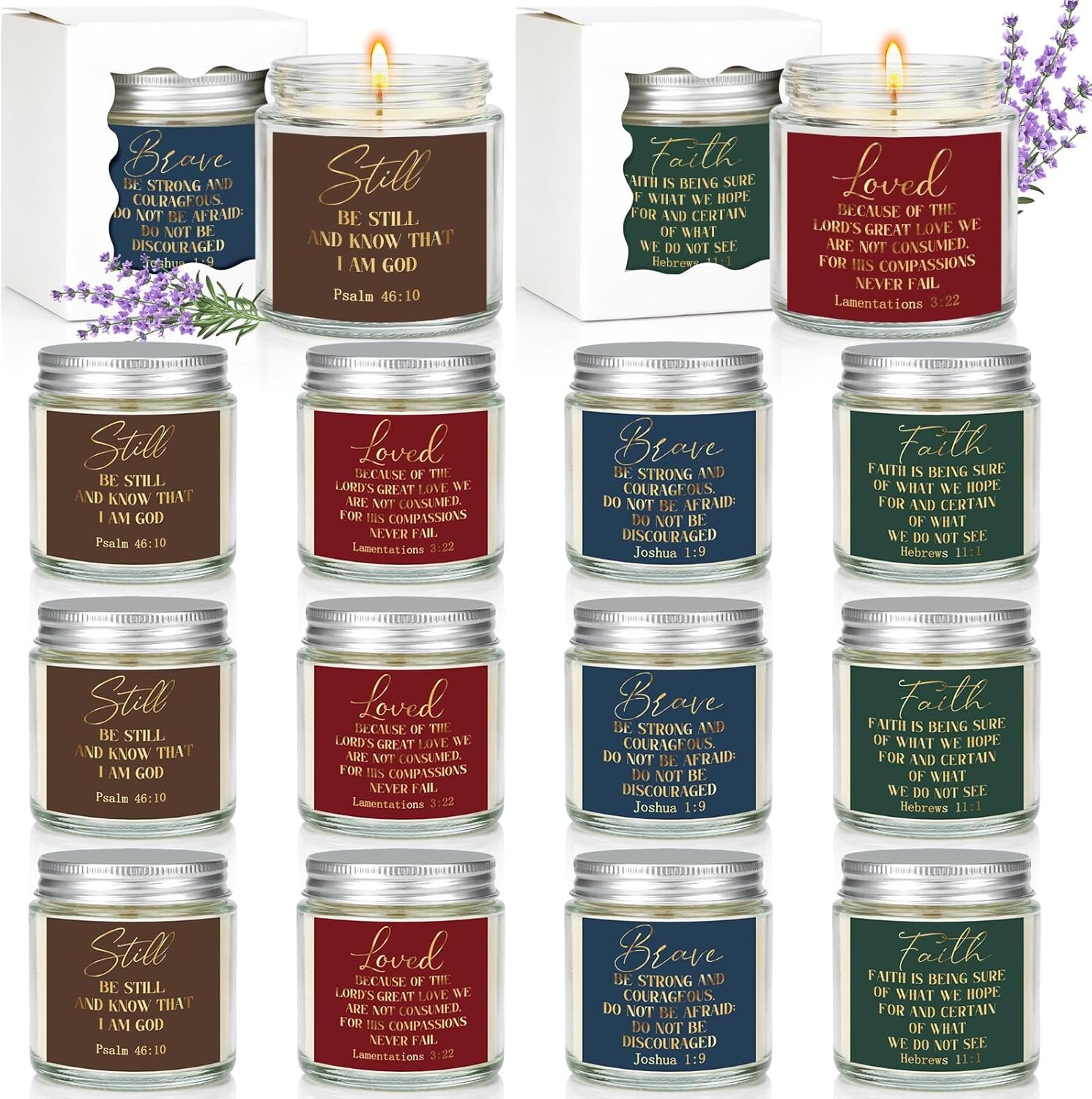 Cinrobiye 12Pcs Christian Religious Scented Candle Gifts for Women Easter Bible Verses Prayer Candle Table Centerpiece for Church Christ Baptism Confirmation Birthday Wedding Party Supplies