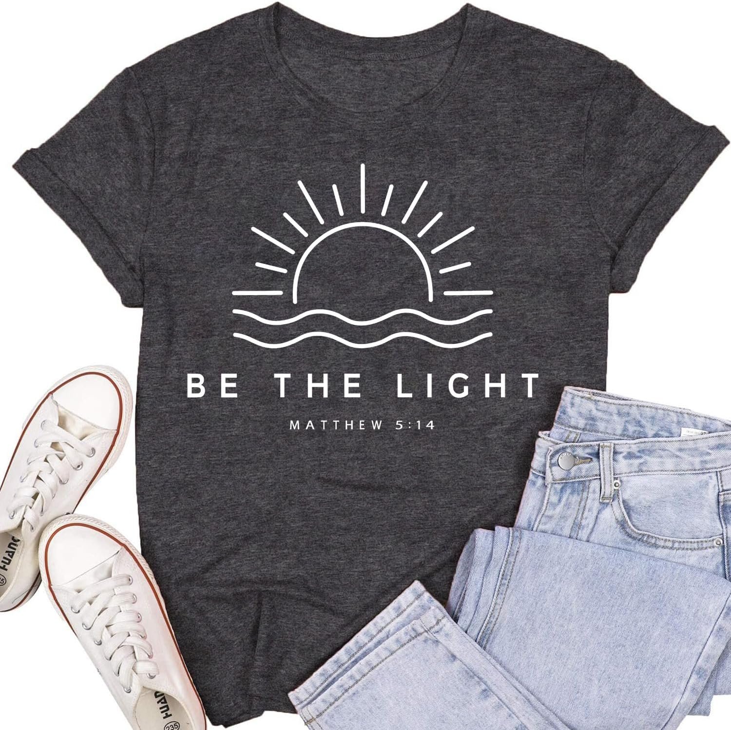 SUWATOIN Womens Faith Shirts Christian Cross T-Shirts Bible Verse Blessed Letter Printed Tees Inspirational Tops