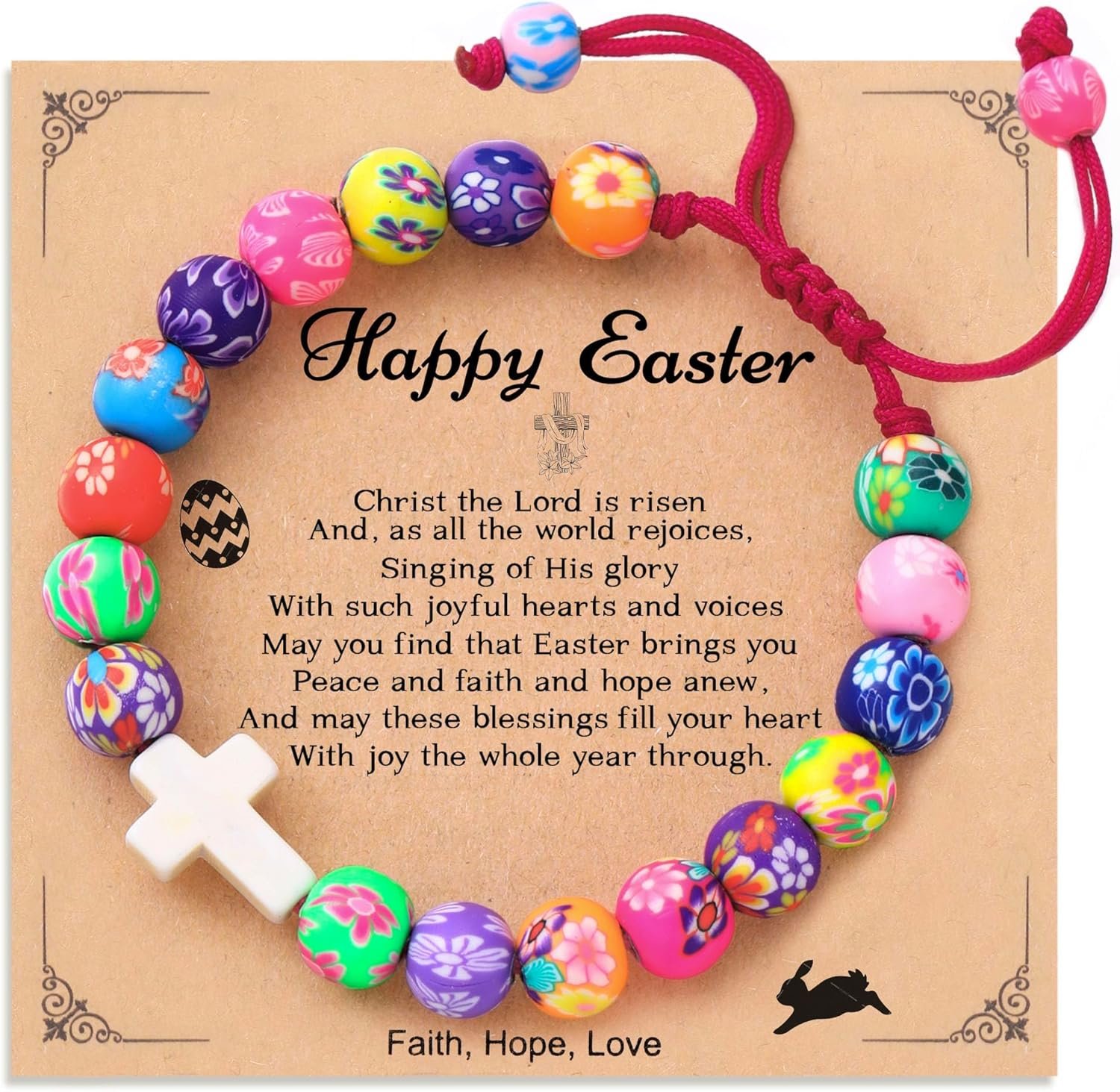 Easter Basket Stuffers for Teens, Happy Easter Bracelets Religious Christian Easter Jewelry for Girls Daughter Granddaughter Niece