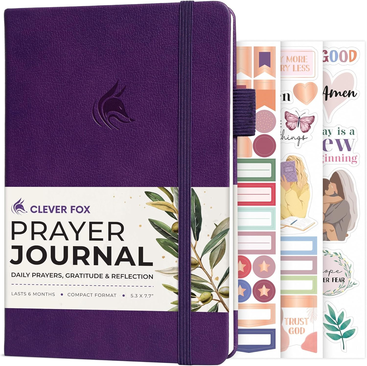 Clever Fox Prayer Journal – Daily Devotional & Gratitude Notebook – Religious Planner & Gods Book – Faith Based Gifts & Accessories (Purple)