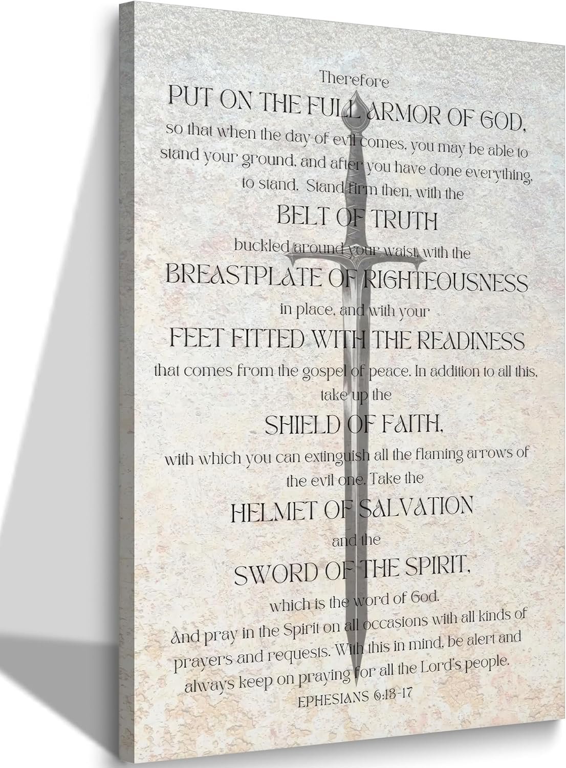 Wrapping Canvas Christian Spiritual Armor Wall Art, Ephesians 6:13-17 Bible Verse Poster Print. Armor of God Painting Pictures. Religious Wall Decor for Church Office Bedroom 12x16in