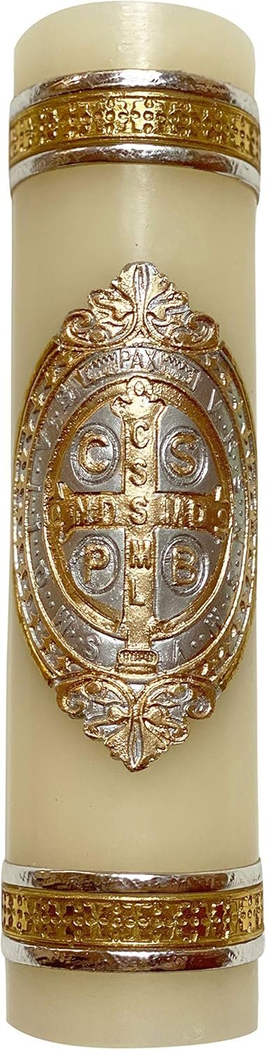 Saint Benedict Framed Medal Unique Candle Cirio de San Benito Protection