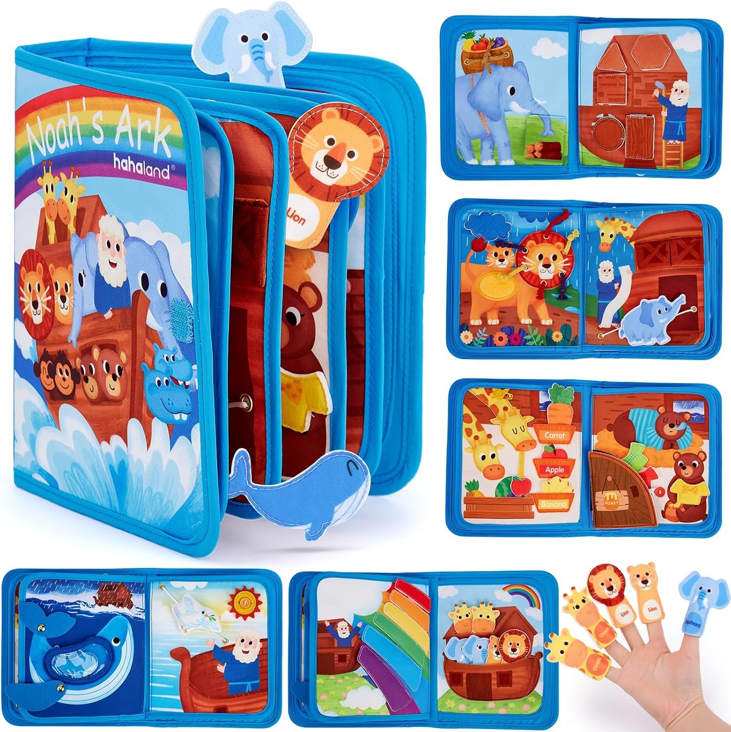 hahaland Noah’s Ark Toy Busy Book for Toddlers 1-3 – Baptism Gifts for Boys Girls – Montessori Toys for 1 Year Old, Sensory Early Learning Educational One Year Old Boy Birthday Christian Church Toys