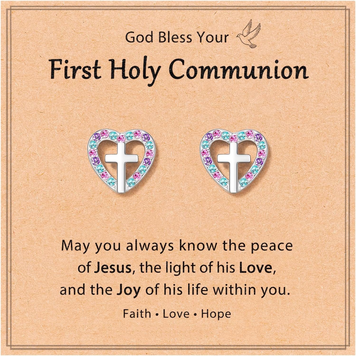 Cross Earrings Communion Baptism Gifts for Girl Kid Christening Baptism Decorations Favors for Girls