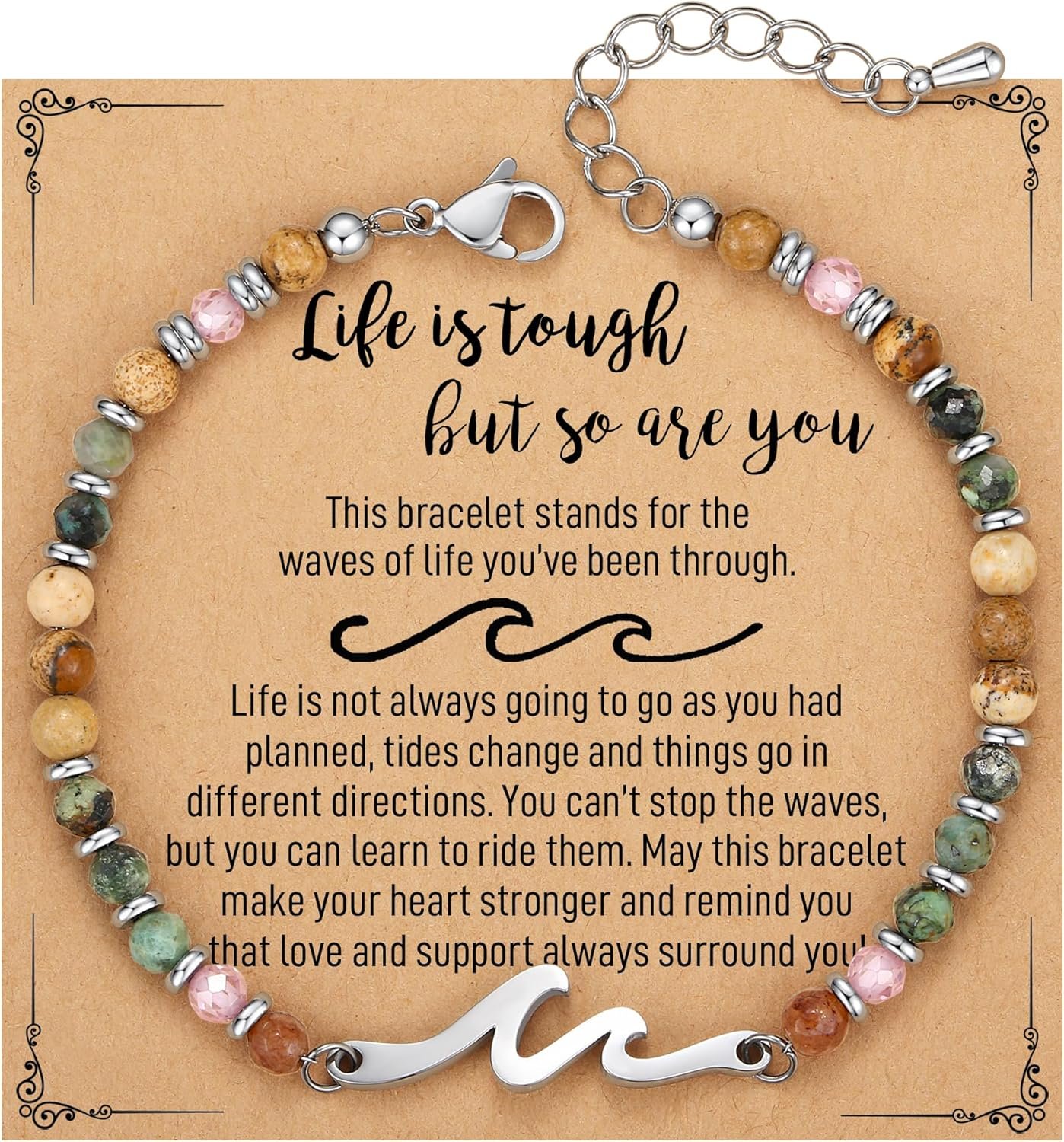 TONY & SANDY Friend Gifts for Women, Unique Birthday Gifts for Women, Sister Gift from Sister, Wave Bracelet, Christmas Graduation Mothers Day Gift for Her, Bestie Friendship Bracelets