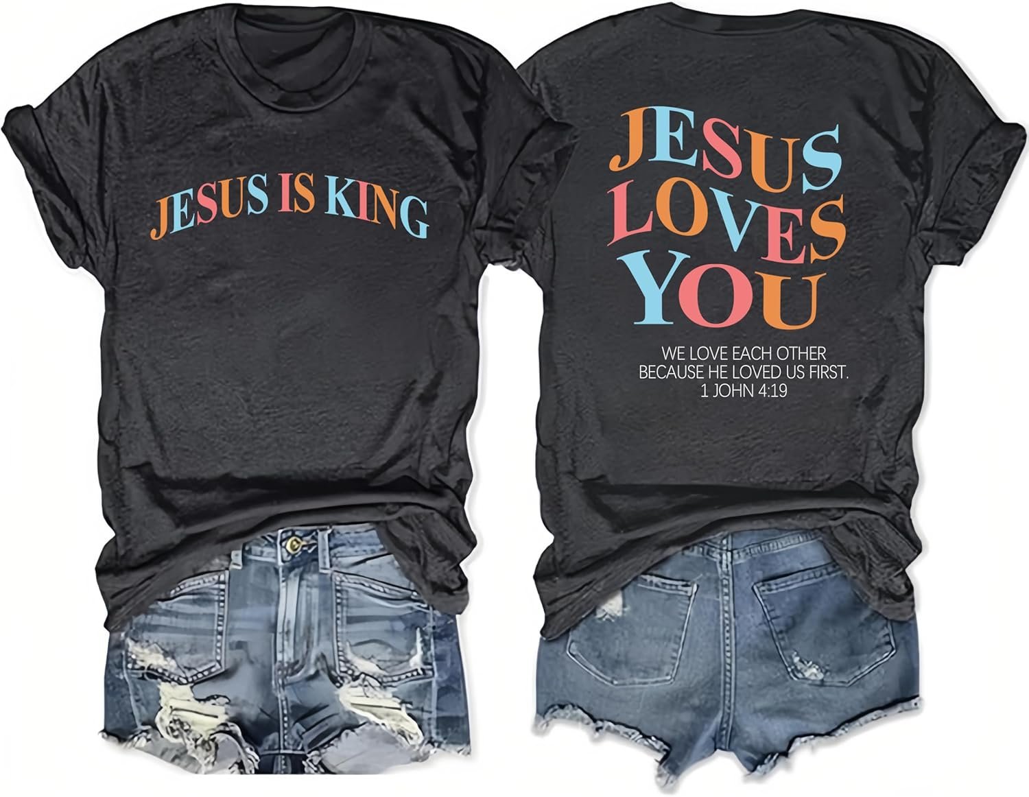Christian Shirts for Women T-Shirt with Boho Floral Cross Print Short Sleeve Casual Graphic Tee for Women