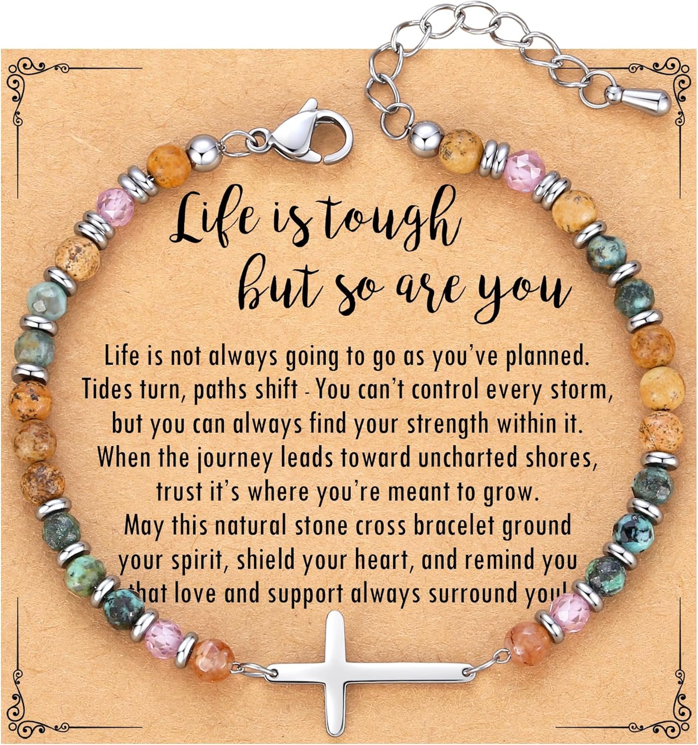 TONY & SANDY Christian Cross Bracelet for Women, Graduation Gifts for Teens Kids Girls, Confirmation Baptism Gifts, Unique Gift for Friends Daughter Mom Sister in Christ Birthday Christmas
