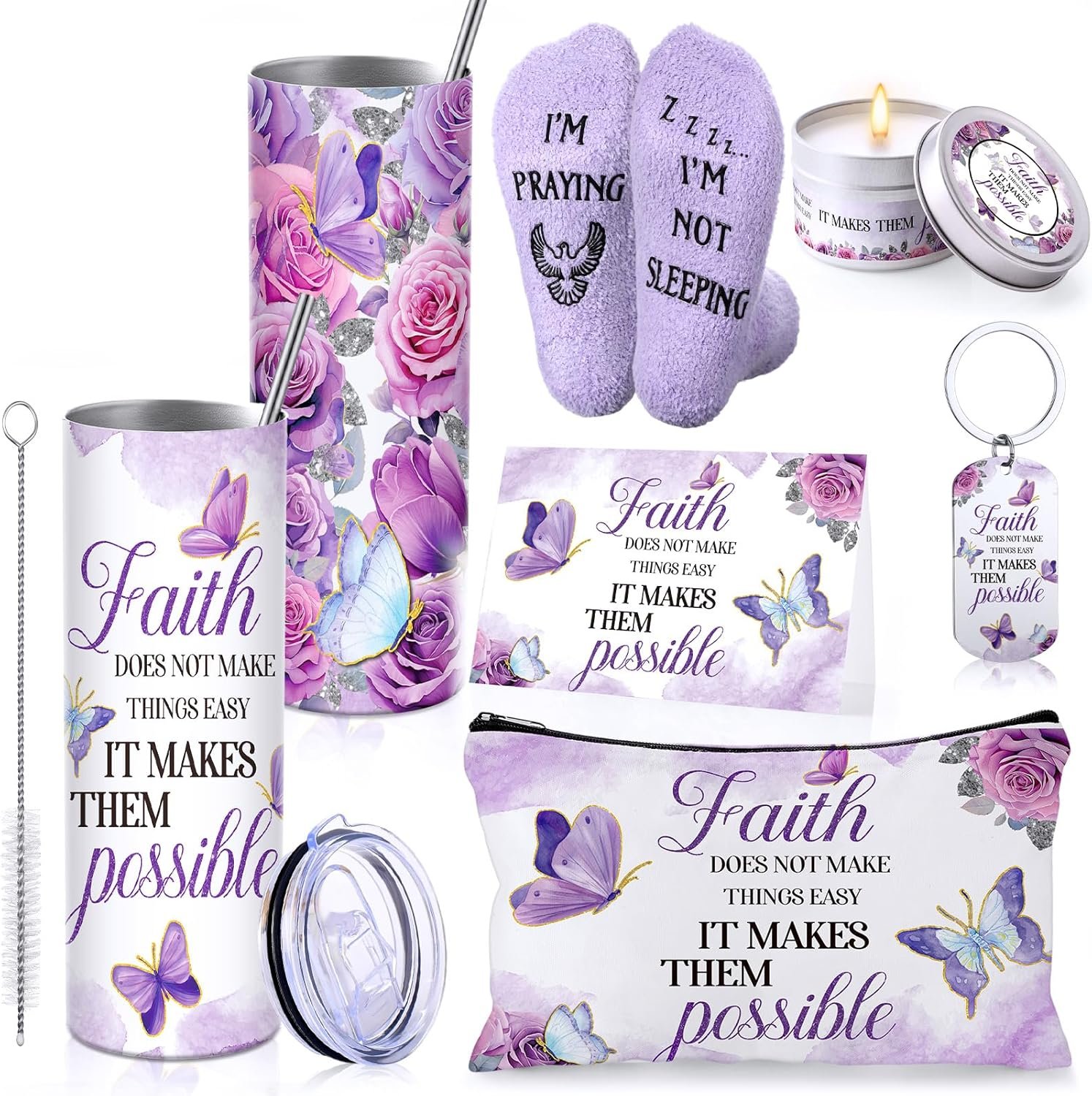Funnymoom Christian Gifts Set for Women, Faith Religious Present, Inspirational Gift for Church, Mother,friend, Mom, Grandma, Sister, Coworker, Birthday, 7 Pcs Christmas Encouragement