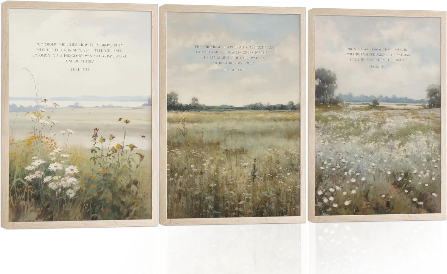 3Pcs Christian Scripture Wall Art Bible Verse Canvas Wall Decor Modern Scripture Floral Prints Religious Pictures Vintage Painting Posters Jesus Faith Pictures for Living Room Bedroom Unframed