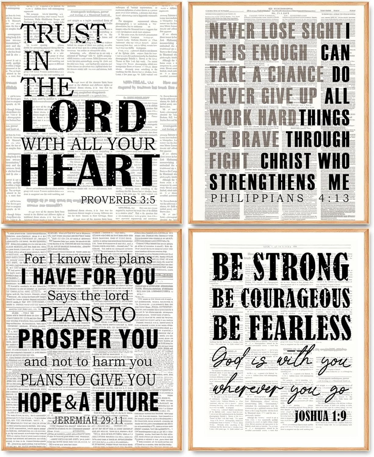 Hapons Christian Bible Verse Wall Art Decor Posters,Black and White Modern Jesus Scripture Prayer Room Bedroom Office Living Room Home Wall Art Prints, Minimalist Religious Inspirational Bible Wall Decor Pictures Gifts 8”x10” 4 PCS Unframed