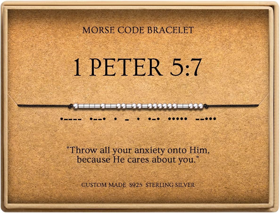 Morse Code Bracelets for Women, Christian Bible Verse Bracelets, Scripture S925 Sterling Silver Inspirational Faith Jewelry, Religious Gifts for Women
