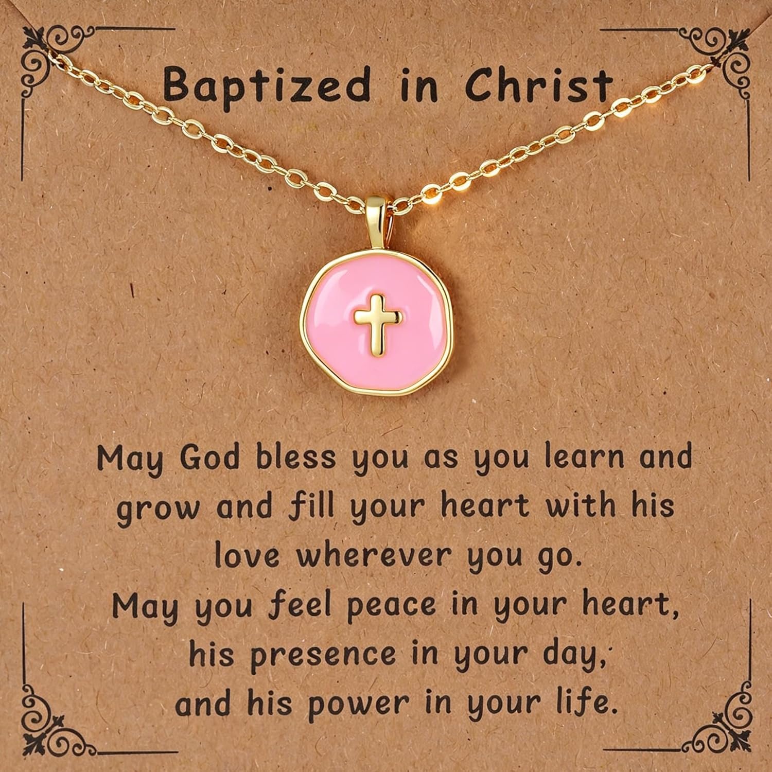 GINAZL Colorful Cross Necklace for Women Girls, Valentines Day | Birthday | First Communion | Christmas Gift | Easter Gifts