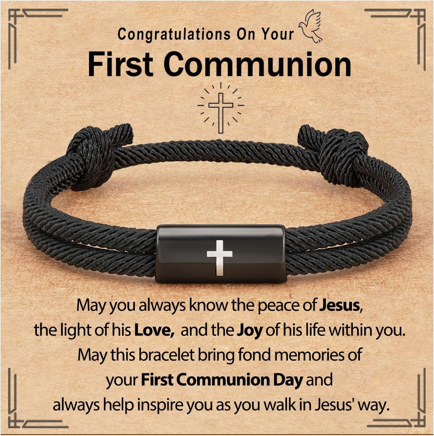 Confirmation First Communion Baptism Gifts for Boys, Cross Bracelet for Son GrandSon Nephew Brother Christian Religious Jewelry Gifts