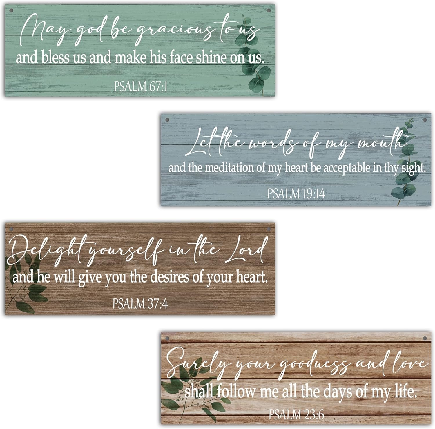 Dskly 4 Pcs Christian Wall Decor Sign, Rustic Scripture Wall Art Decor Gift, Bible Verses Wooden Hanging Plaque Sign For Farmhouse Home Living Room Bedroom Bathroom, Retro Prayer Saying Wood Sign -06