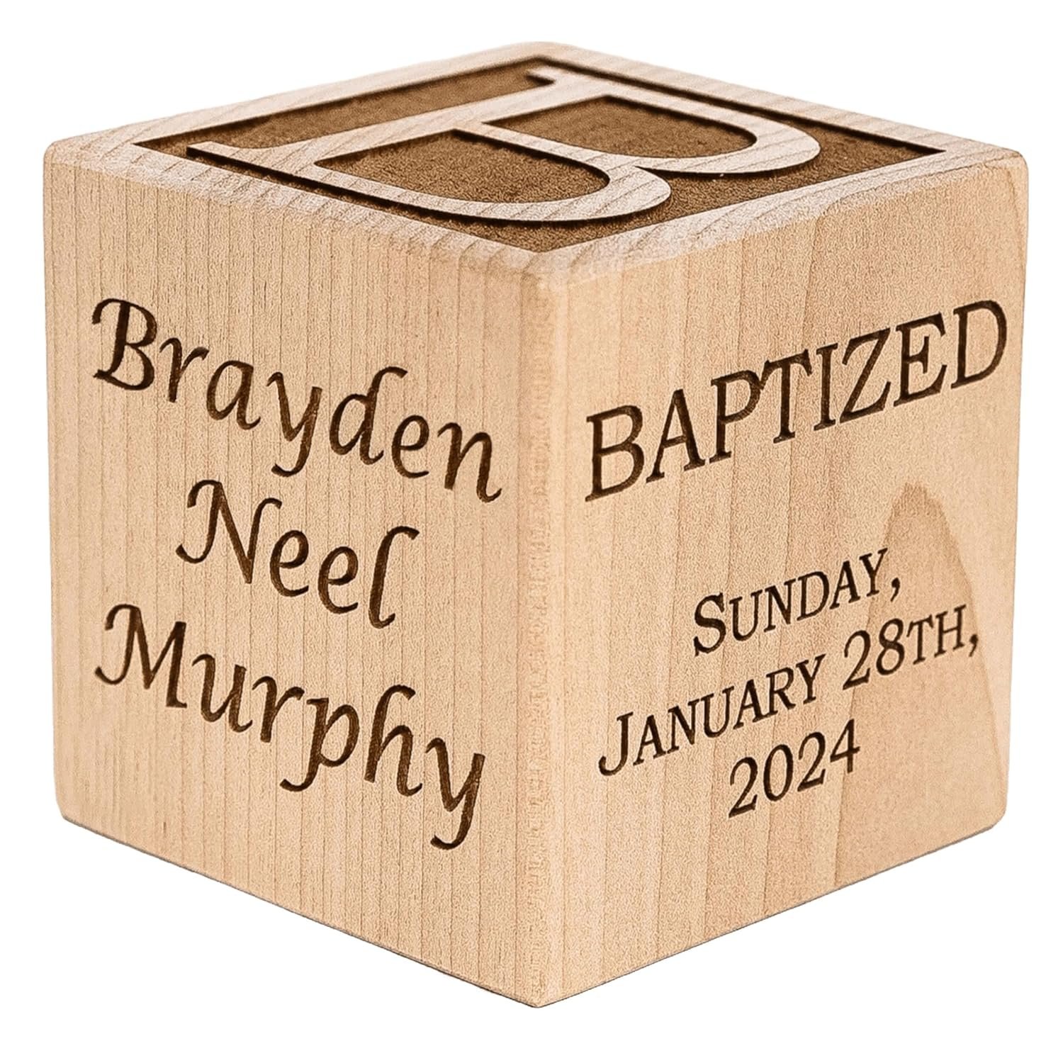 Personalized Baby Baptism/Dedication/Christening Wood Block, Choose From 3 Sizes, Baptism Gift Boy, Girl, Baby Dedication Gifts, Unique Baptism Gifts (2.5″)