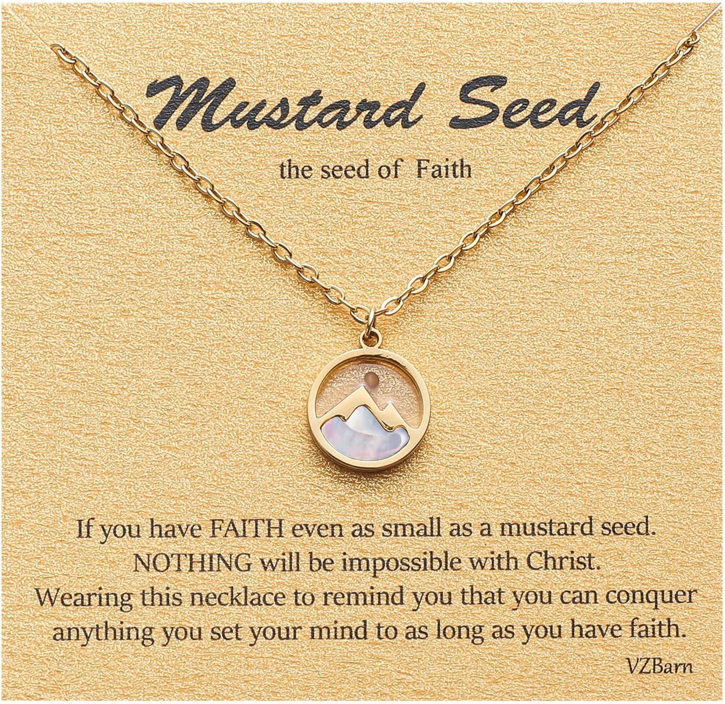 VZBarn Dainty Gold Plated Stainless Steel Faith Necklace for Women Tiny Move Mountains Charm Choker Christian Jewelry Gift