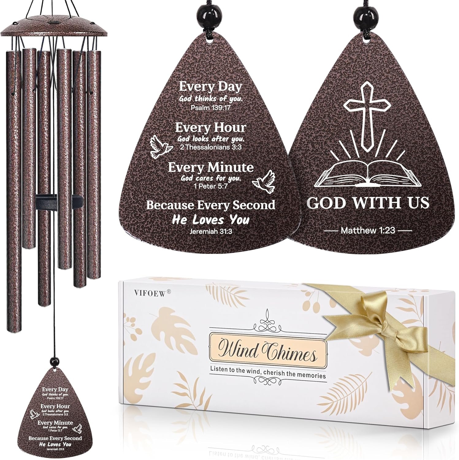 Christian Gifts for Women Men, 32″ Wind Chimes with Bible Verse, Religious Gifts for Mothers Day Christmas Birthday, Inspirational Spiritual Gift for Mom Woman Man Pastor Sister Baptism, Home Decor