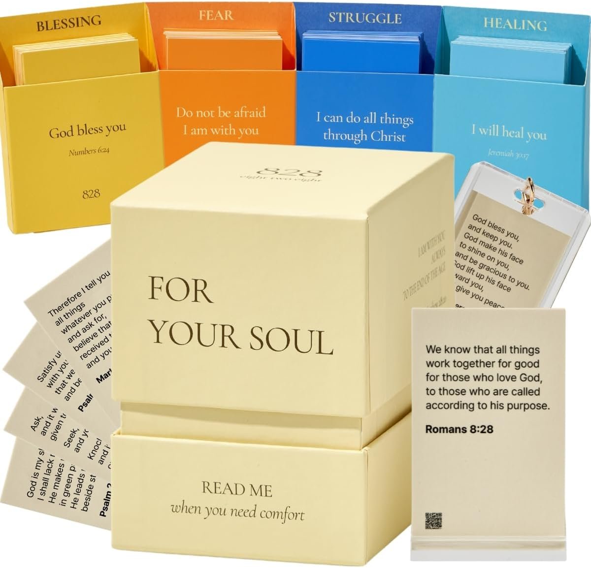 828 Verse Box, Read Me When You Need Comfort – 108 Bible Verse Cards With 108 Complete Devotionals & Prayers, Thoughtful Christian Gift Set, Christian Gifts for Women and Men, Graduations Gift, Teacher Appreciation Gift, Religious Gifts , Gifts For Him and Her, Baptism Birthday Gifts, Get Well Prayer Gift