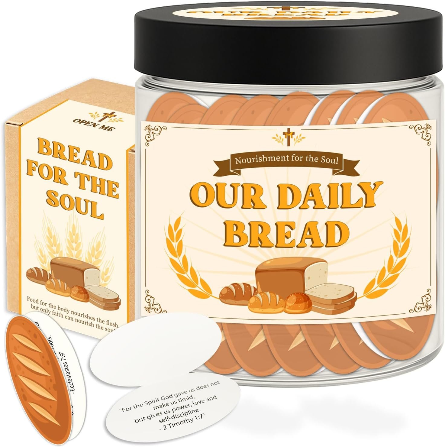 Our Daily Bread Bible Verse Jar, Bible Jar, Christian Gifts for Women, Inspirational Scriptures for Women, Daughters, Bible Accessories, Christian Gift for Young Men or Teen
