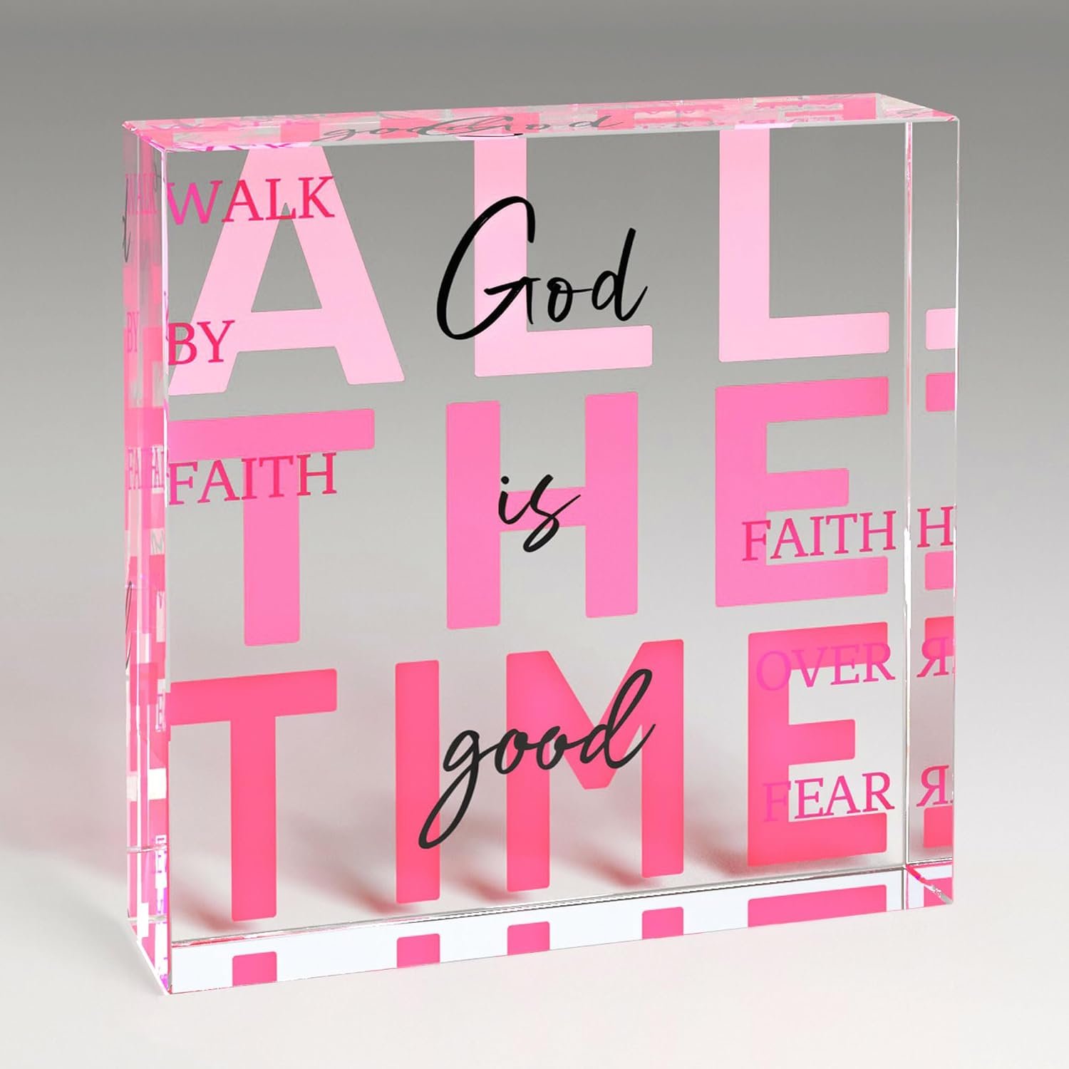 Christian Gifts for Women, Religious Gifts for Women, Pink Christian Acrylic Decor for Encouragement & Prayer, Inspirational Spiritual Home Office Decor for Mom, Friend, Sister