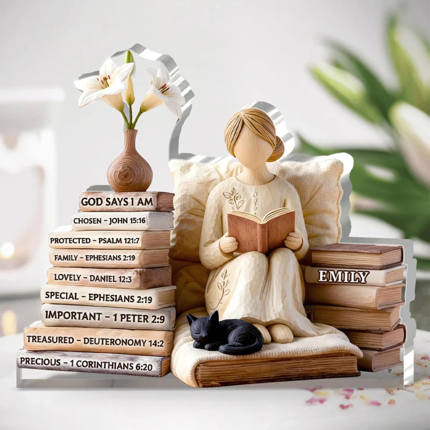 In His Word I Rest – Personalized Custom Shaped Squared Acrylic Plaque, God Says I Am, Just A Girl Who Loves Books, Christian Faith Decor Gift For Women, Religious Room Ornament 2025
