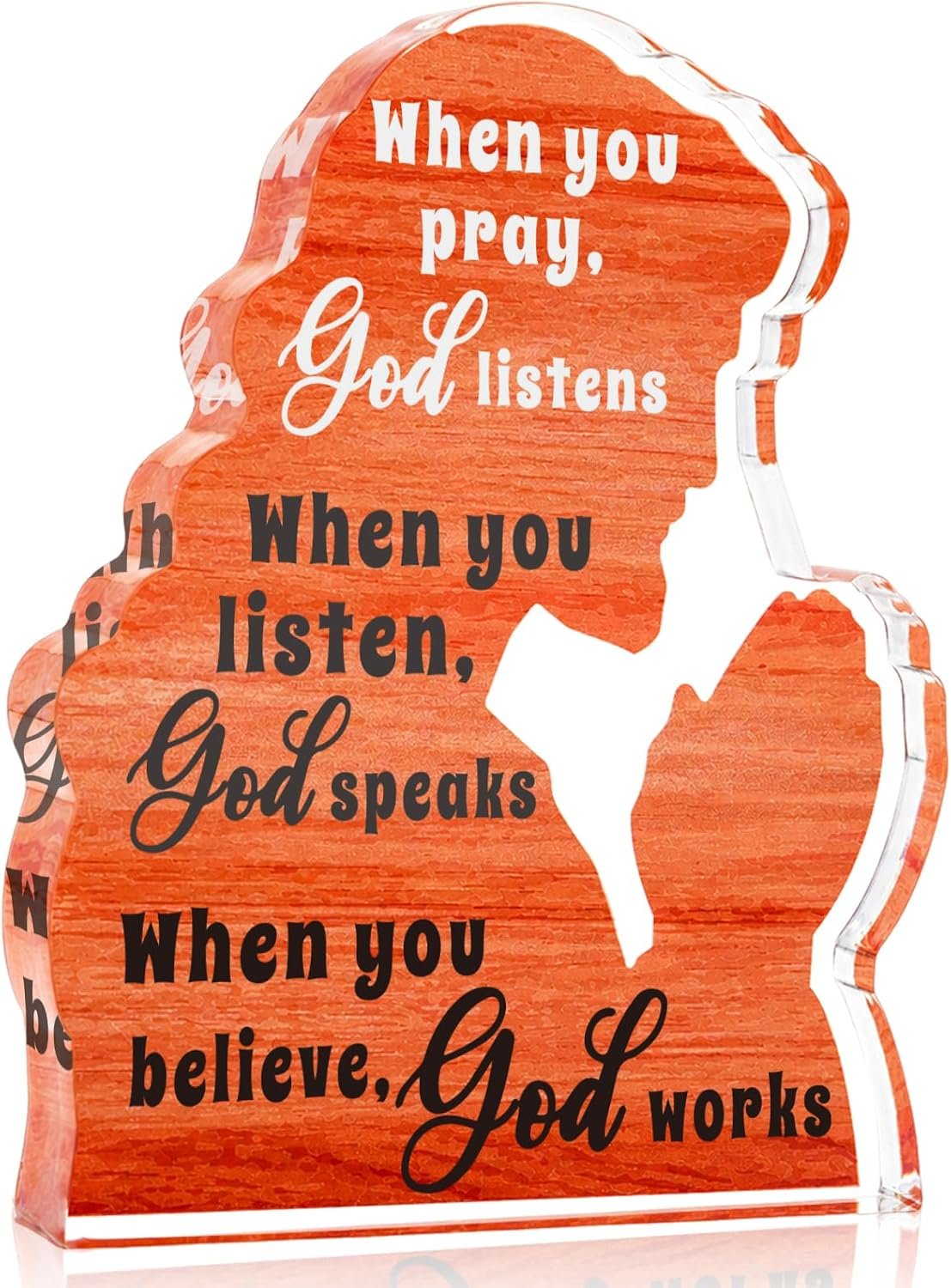 Christian Encouragement Gift for Women Men Jesus Acrylic Plaque Sign Religious Self Care Gifts, Inspirational Faith Prayer Decor for Home Office Desk