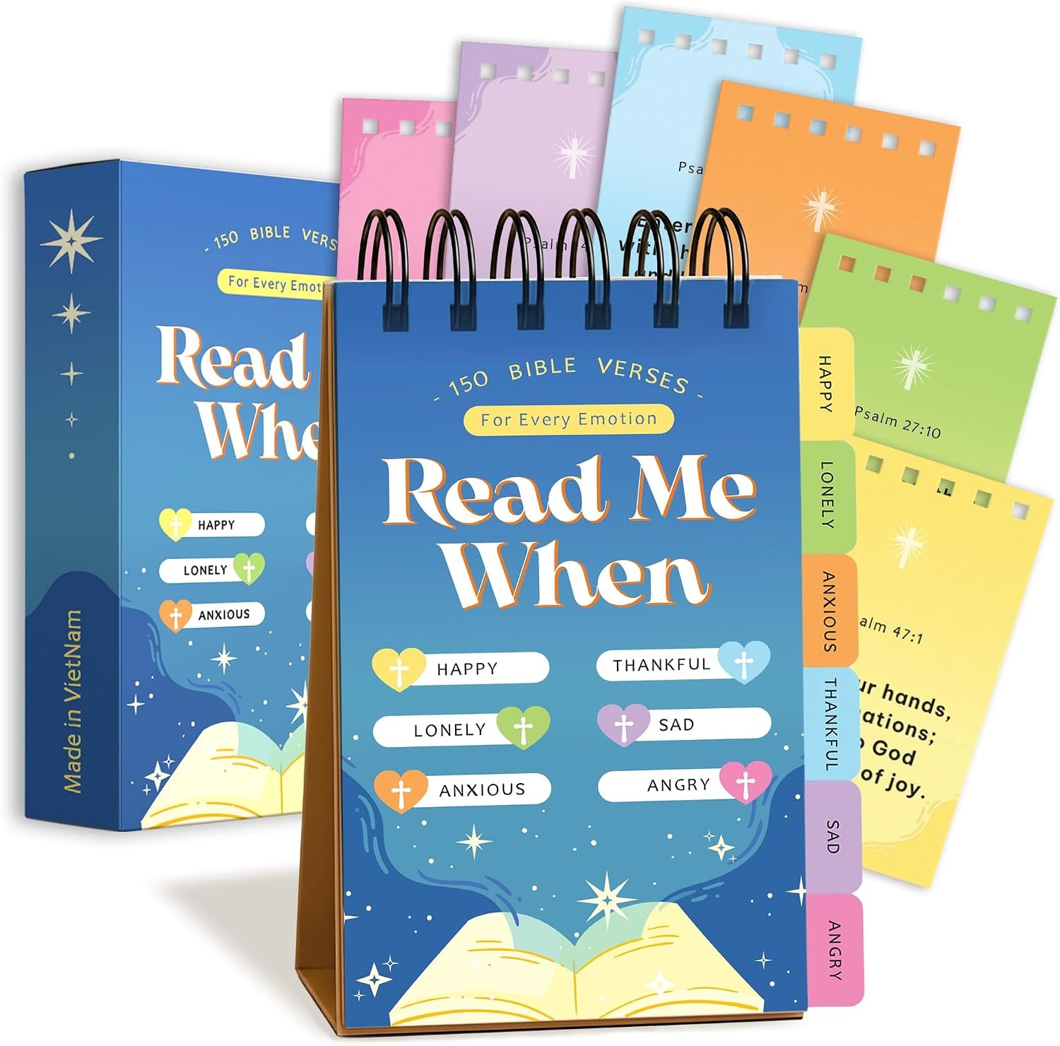 150 Inspire Bible Verse Flipbook – Christian Gifts for Women & Men – Read Me When Cards For Emotional Support – Faith Based, Religious Gifts For Women, Teen Girls, Daughter – Daily Bible Verse Study