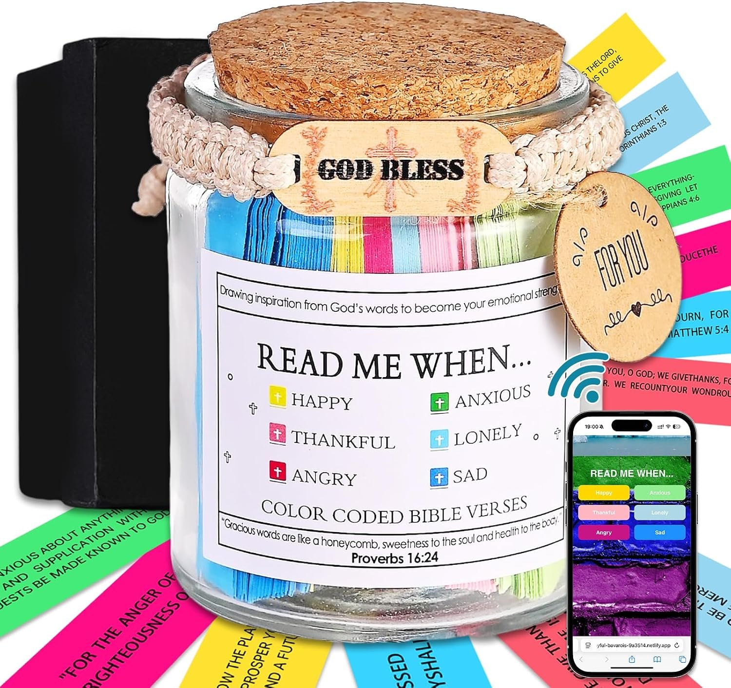 ZQFTZQ Bible Verse Jar – 100 Inspirational Scripture Cards in a Rustic Glass Jar, Daily Christian Gifts for Women, Men, Family | Faith-Based Encouragement for Prayer, Devotion, Office, Desk Decor
