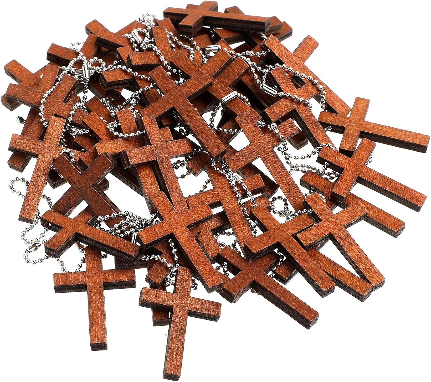 Hicarer Wooden Cross Charm Mini Wood Cross Stress Relief Hanging Spiritual Religious Bible Verse Gift for Social Worker Church Volunteer Prayer