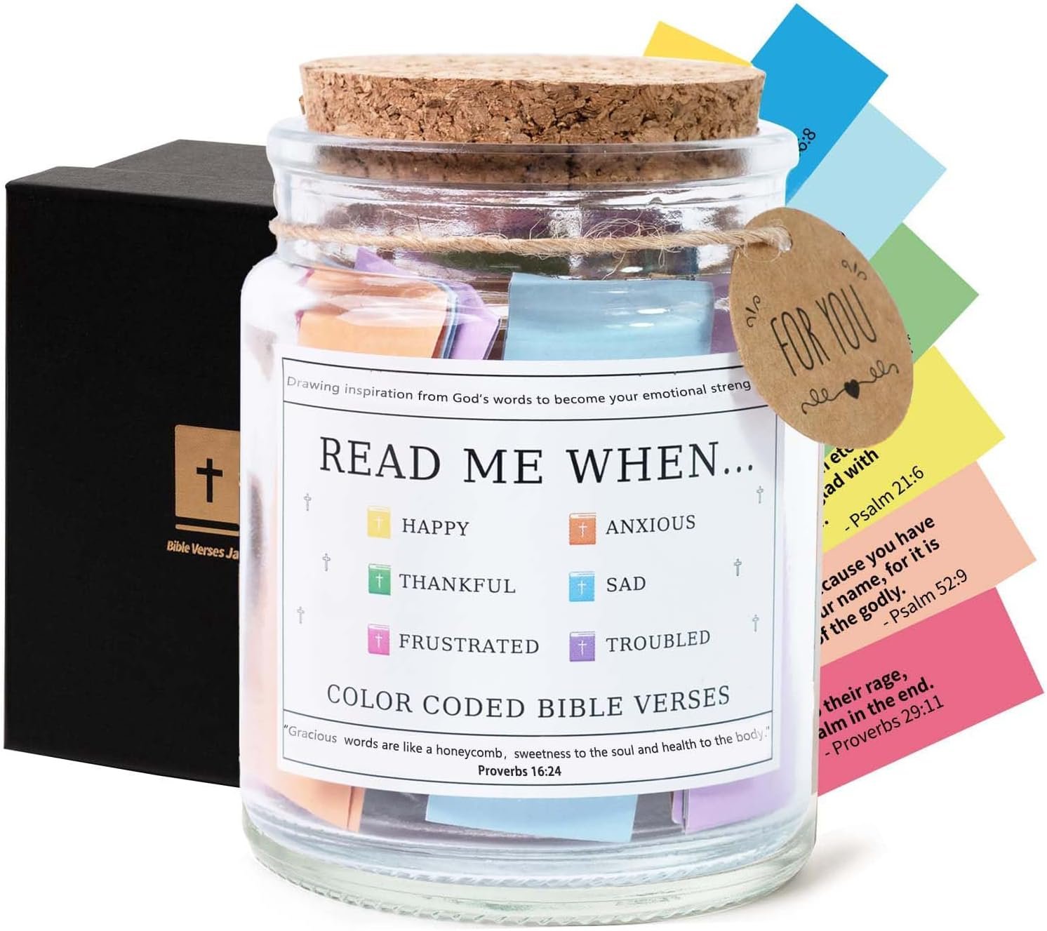 Bible Verse Prayer Jar – Read Me When Encouragement Gift, Scripture Cards & Prayer Jar for Christian Mom, Women, Mothers Day, Graduation, Spiritual Faith Keepsake