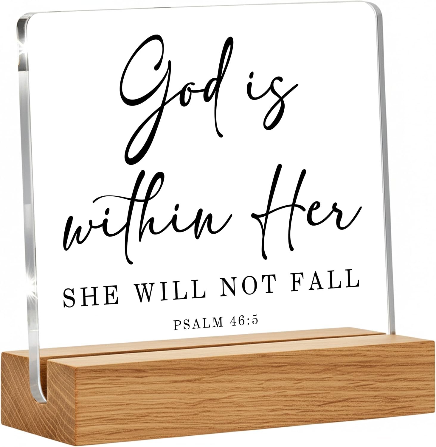 God is within Her Bible Verse Artwork Acrylic Sign Decor Psalm 46 : 5 Christian, Inspirational Christian Decorations, Religious Gifts for Women