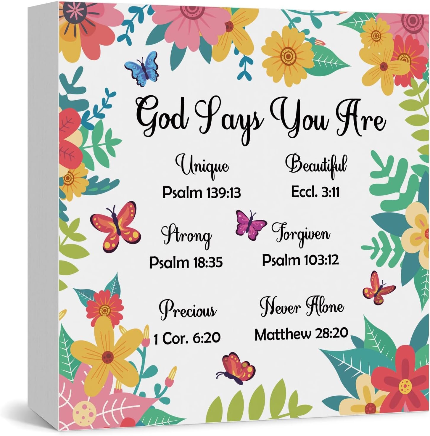 Christian Gifts for Women Wooden Box Sign Inspirational Religious Gift Bible Verse Religious Scripture Gifts Wooden Block Signs Motivational Gift for Prayers Sister Mother Goddaughter Daughter Friends