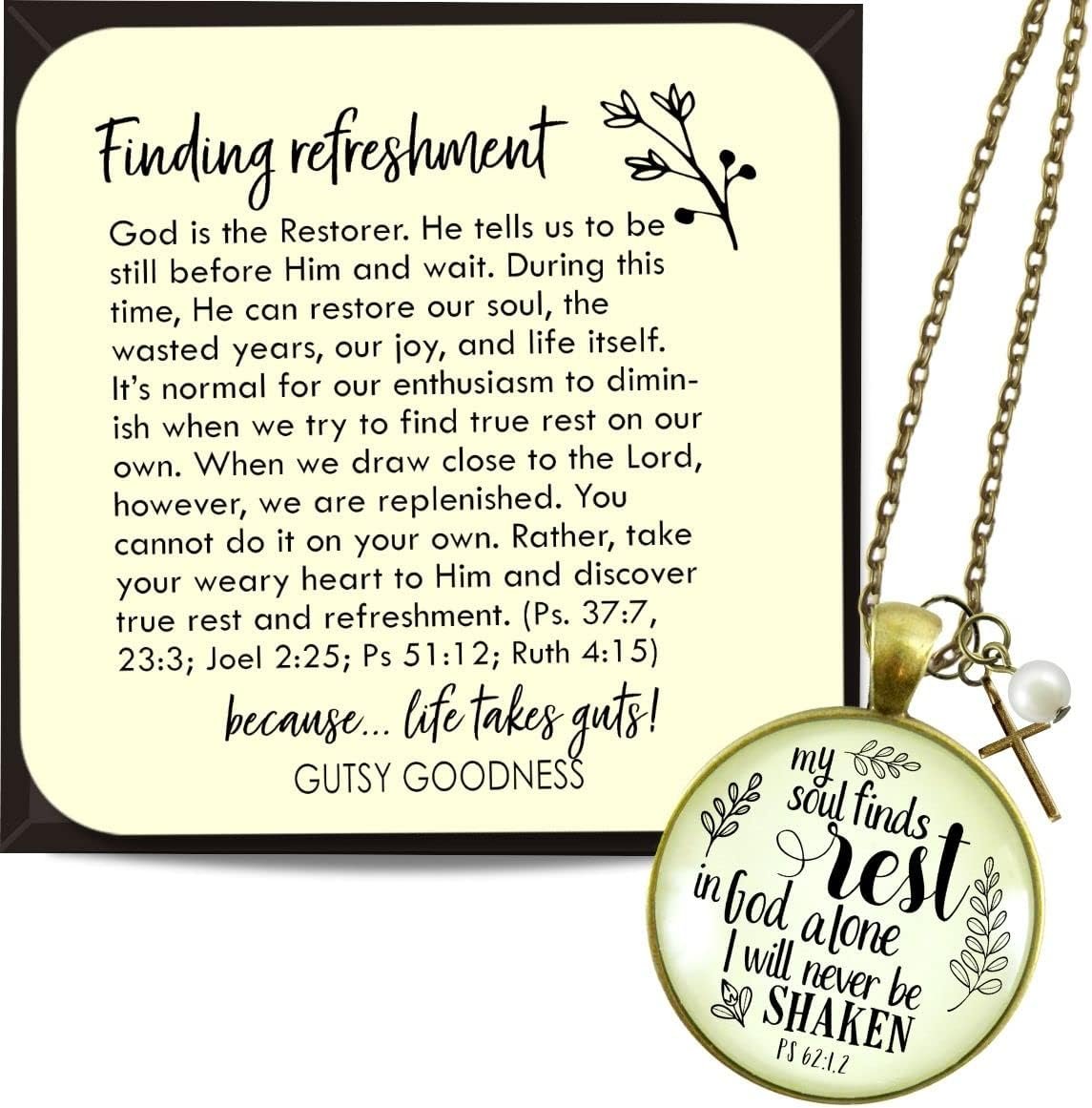 Gutsy Goodness Faith Ocean Theme Necklace Handmade Christian Bible Verse Message Jewelry 24″ and 36″ Chains, Pendants with Quote Card, Gift Box