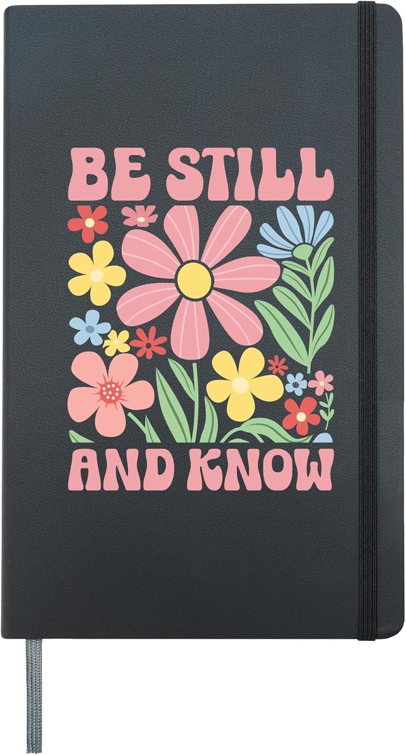 Know That I Am God Floral Psalm 46 10 Bible Verse Faith Hardcover Journal, Black